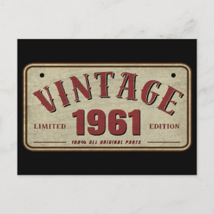 Vintage 1961 Limited Edition All Original Parts Postcard