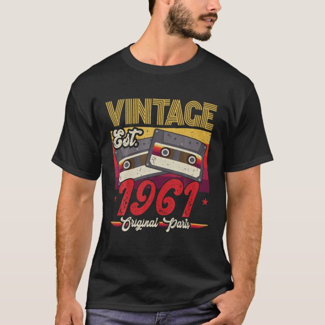 Vintage 1961 Original Parts Funny 61 Years Old 61T T-Shirt (Front)