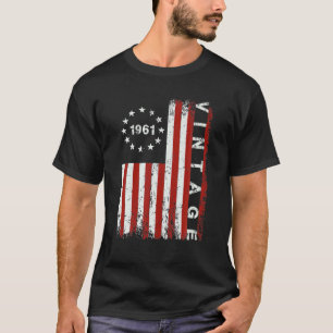 Vintage 1961 USA American Flag 61 Years Old 61Th B T-Shirt