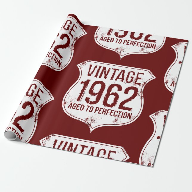 Vintage 1962 Aged To Perfection Wrapping Paper (Unrolled)