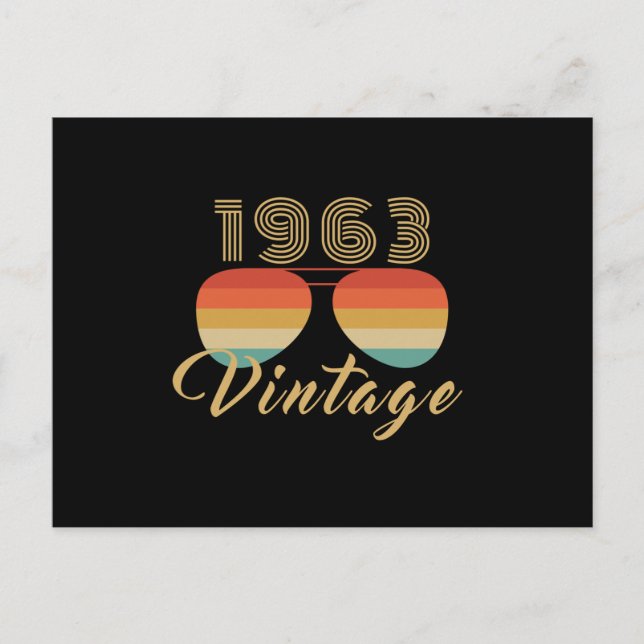 Vintage 1963 Cool Good Vibes Sunglasses Postcard (Front)