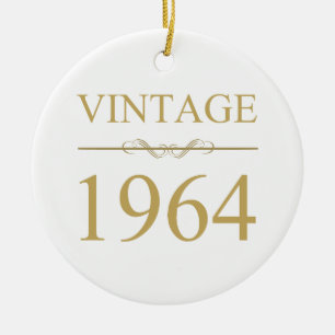 Vintage 1964 60th Birthday Ceramic Ornament