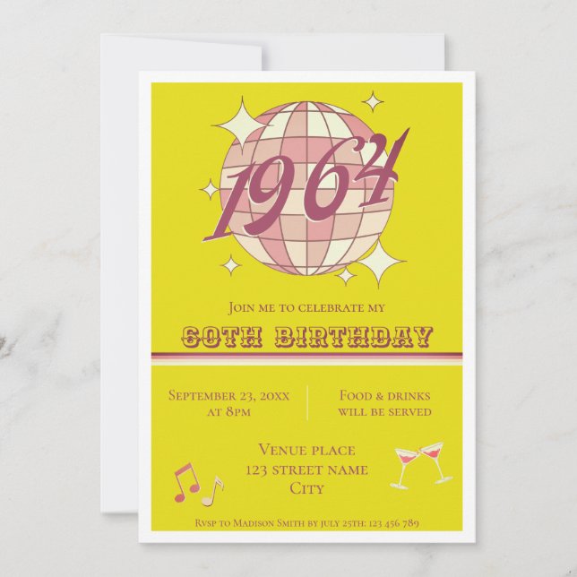 Vintage 1964 61st birthday retro green Invitation (Front)