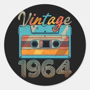 Vintage 1964 Cassette Tape Retro 59th Birthday 59  Classic Round Sticker