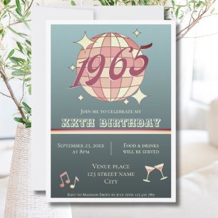 Vintage 1965 60e anniversaire rétro Invitation