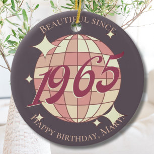 Vintage 1965 60th birthday retro purple ceramic ornament