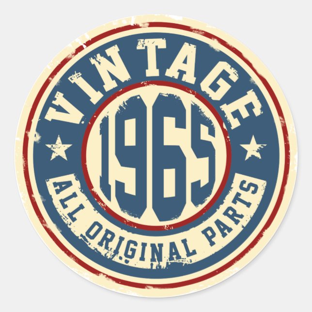 Vintage 1965 All Original Parts Classic Round Sticker (Front)