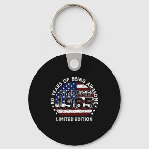 Vintage 1965 American Flag 60th Birthday 60 Year O Keychain