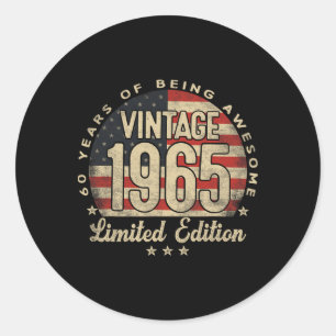 Vintage 1965 Limited Edition 60-year-old Gifts Usa Classic Round Sticker