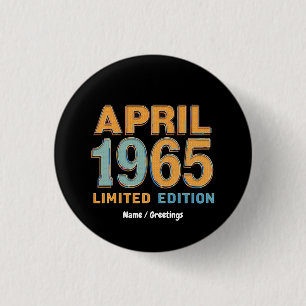 Vintage 1965 Limited Edition 60th Birthday Gift 1 Inch Round Button