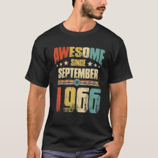 Vintage 1966 55Th Birthday Awesome Since September T-Shirt