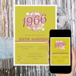 Vintage 1966 60th birthday retro green  invitation