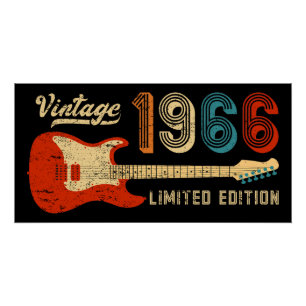 Vintage 1966 Birthday Electric Guitar Lover Gift Poster