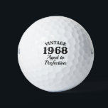 Vintage 1968 Aged to perfection 50th Birthday Golf Balls<br><div class="desc">Vintage 1968 Aged to perfection 50th Birthday golf ball gift set. Retro style typography template with year of birth. Personalized golf balls with funny quote. Add your own humourous quote, saying or custom name. Cute golfing gift ideas for him and her. Fun golfer presents for fiftieth Birthday party, Fathers day,...</div>