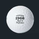 Vintage 1968 Aged to perfection 50th Birthday Golf Balls<br><div class="desc">Vintage 1968 Aged to perfection 50th Birthday golf ball gift set. Retro style typography template with year of birth. Personalized golf balls with funny quote. Add your own humourous quote, saying or custom name. Cute golfing gift ideas for him and her. Fun golfer presents for fiftieth Birthday party, Fathers day,...</div>