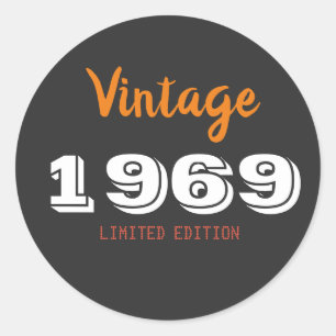 Vintage 1969 limited  edition Gift Classic Round Sticker