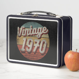 VINTAGE 1970 MEN WOMEN BIRTHDAY GIFT METAL LUNCH BOX