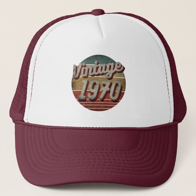 VINTAGE 1970 MEN WOMEN BIRTHDAY GIFT TRUCKER HAT (Front)