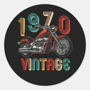 Vintage 1970 Motocross Dirt Bike 52nd Birthday Classic Round Sticker