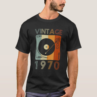 Vintage 1970 Retro Record Player Birthday Vinyl DJ T-Shirt