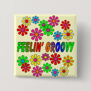 Vintage 1970's "Feelin' Groovy" gifts 2 Inch Square Button