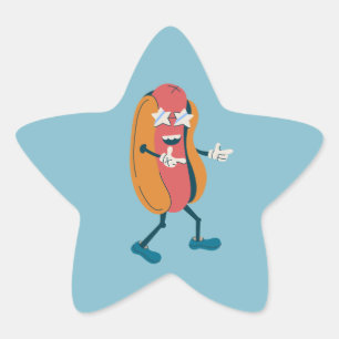 vintage 1970s groovy hot dog funny star sticker