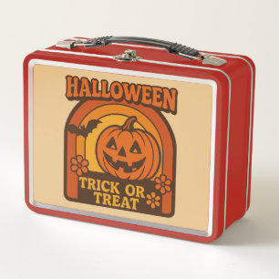 Vintage 1970s Trick or Treat Halloween Metal Lunch Box