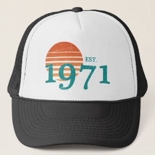 Vintage 1971 50th Birthday Retro Sunset Trucker Hat