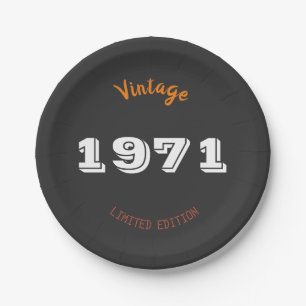Vintage 1971 limited edition 54th Birthday Gift Paper Plate