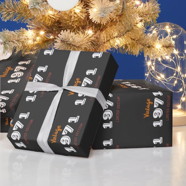 Vintage 1971 Limited Edition Birthday Gift Wrapping Paper (Holidays)