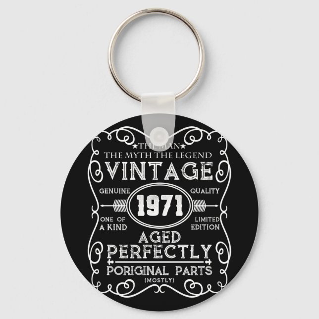 Vintage 1971 Man Myth Legend 50th Birthday Keychain (Front)