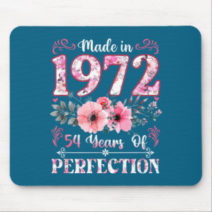 Vintage 1972 54 Year Of Being Awesome Floral Birth Mouse Pad