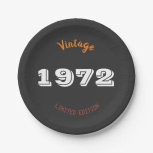 Vintage 1972 Limited Edition – 54nd Birthday Party Paper Plate