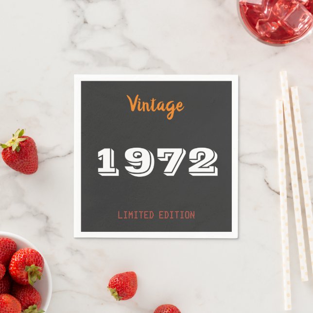 Vintage 1972 limited edition 54th Birthday Gift Napkin (Insitu)