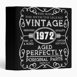 Vintage 1972 Man Myth Legend 49th Birthday Binder