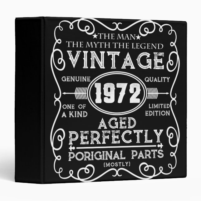 Vintage 1972 Man Myth Legend 49th Birthday Binder (Front/Spine)