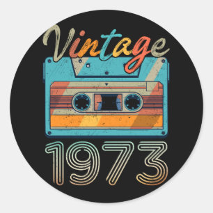Vintage 1973 Cassette Tape Retro 50th Birthday 50  Classic Round Sticker