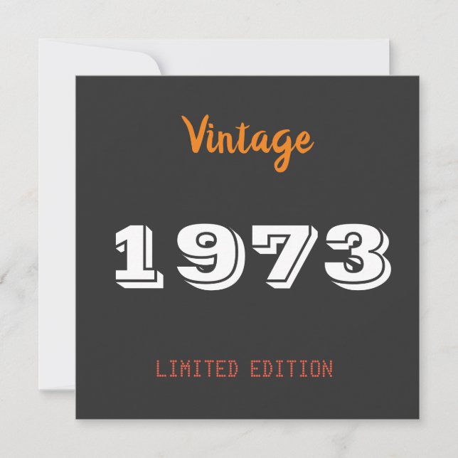 Vintage 1973 limited edition 53rd Birthday Gift  Invitation (Front)