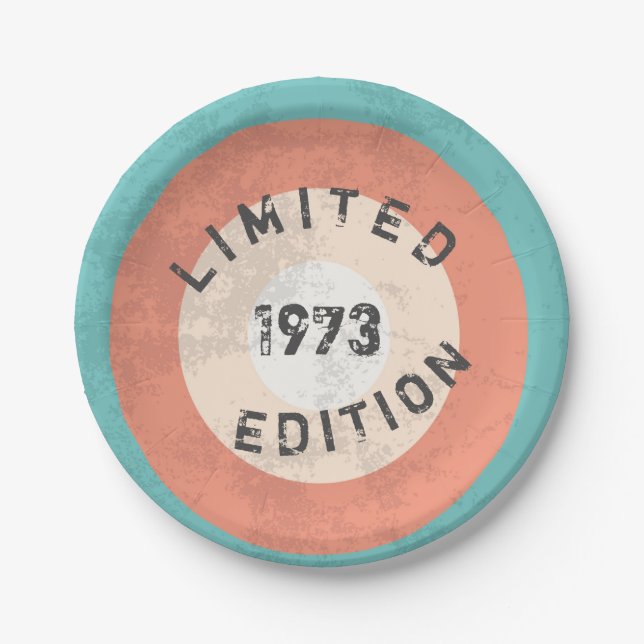 Vintage 1973 limited edition 53rd Birthday Paper Plate (Front)