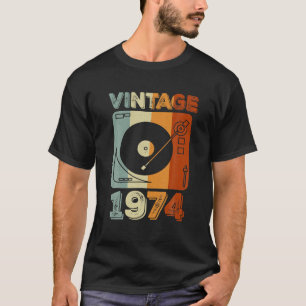 Vintage 1974 50 Years Old Boys Vinyl Record Player T-Shirt