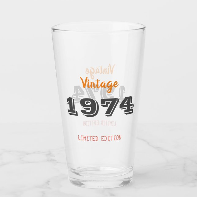 Vintage 1974 Birthday Whiskey Glass – 52nd Limited (Front)