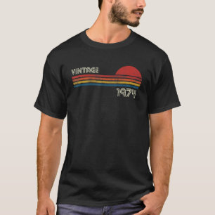 Vintage 1974 Chest Stripe Birthday T-Shirt