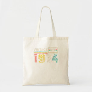  Vintage 1974 Classic Birthday 1974 Cassette Tape  Tote Bag