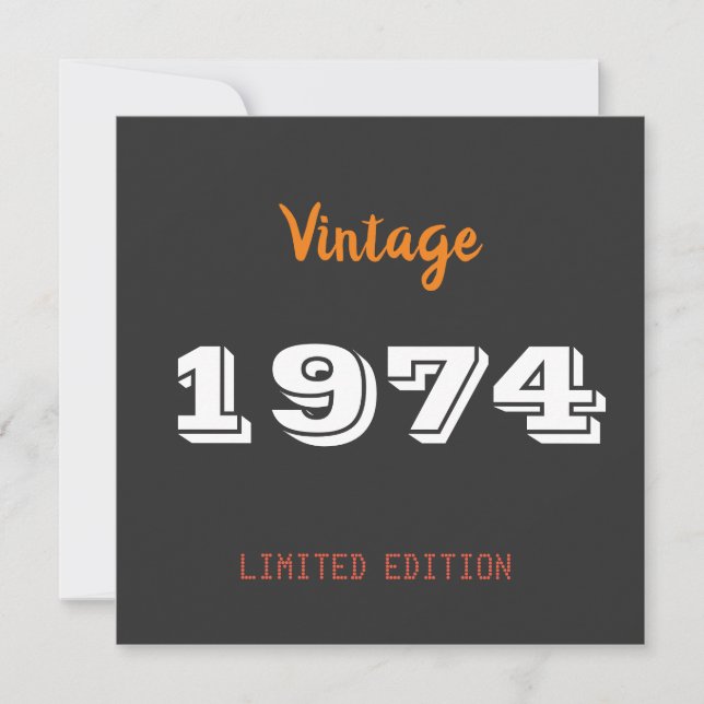 Vintage 1974 Thank You Card – 52nd Birthday Edit (Front)
