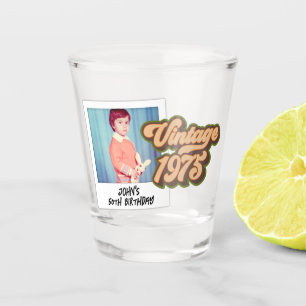 Vintage 1975 50th Birthday Photo  Shot Glass
