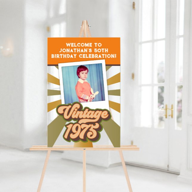 Vintage 1975 50th Birthday Photo Welcome Acrylic Sign (Vintage 1975 50th Birthday Photo Welcome Acrylic Sign)