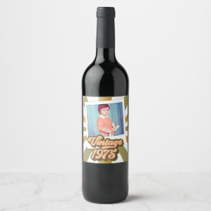 Vintage 1975 50th Birthday Photo  Wine Label