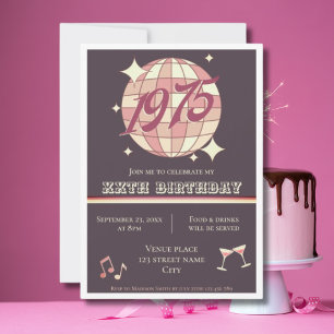 Vintage 1975 50th birthday retro purple Invitation