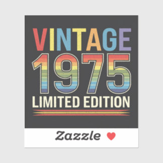 Vintage 1975 Birthday Custom-Cut Vinyl Sticker