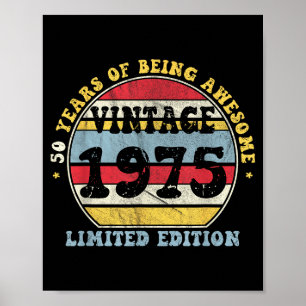 Vintage 1975 Limited Edition 50-year-old 50th Birt Poster
